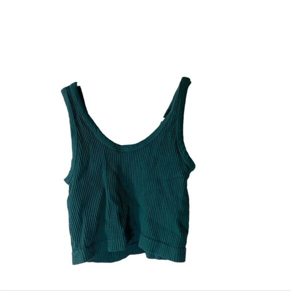 Mono B Small Teal Ribbed‎ Cropped Tank Top - Picture 5 of 6